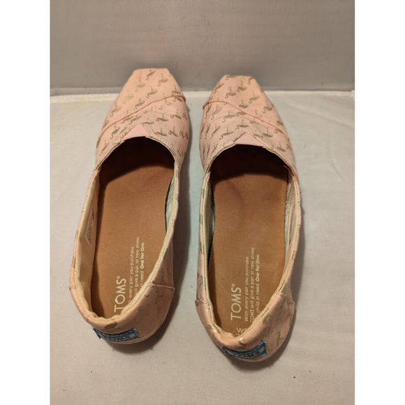 Toms Alpargata Women Size 9.5 Pink Rose Gold Foil Flamingo Flats Canvas Shoes - Picture 4 of 10